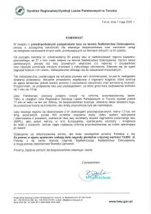 Komunikat Dyrektora Regionalnej Dyrekcji Lasów Państwowych w Toruniu w sprawie prawdopodobnych podpaleń lasu na terenie Nadleśnictwa Dobrzejewice
